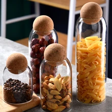

Home Ball Cork Lead-free Glass Jar with Lid Bottle Storage Tank Sealed Tea Cans Cereals Transparent Storage Jars Coffee Contains