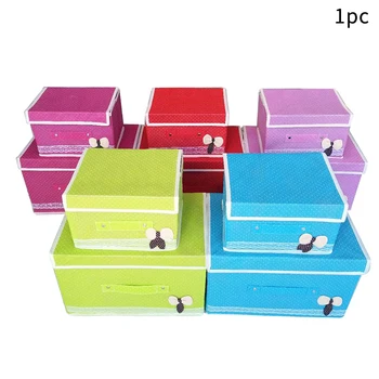 

Polka Dot Non Woven Fabrics Storage Box Bowknot Lace Toy Socks Foldable Home Portable Bra Clothes Organizer Underwear