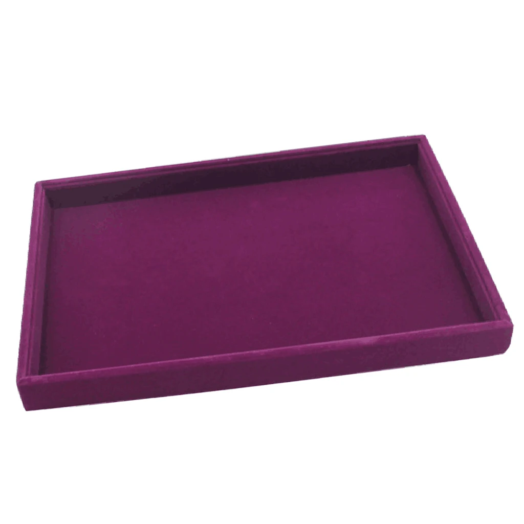 Velvet Drawer Jewlery Box Organizer Tray for Watch Bangle Rings Display Showcase Purple 35 x 24 x 3cm