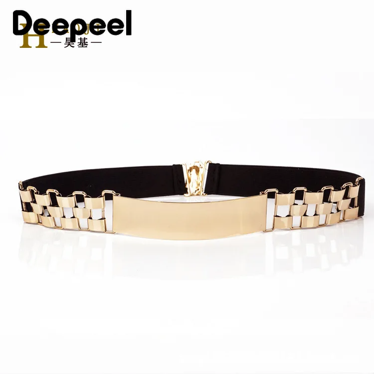 Deepeel 1 шт. 4 см* 60-80 см Женская высокая талия металлический пояс женский эластичный корсет пояс часы украшения золотые пояса YK725