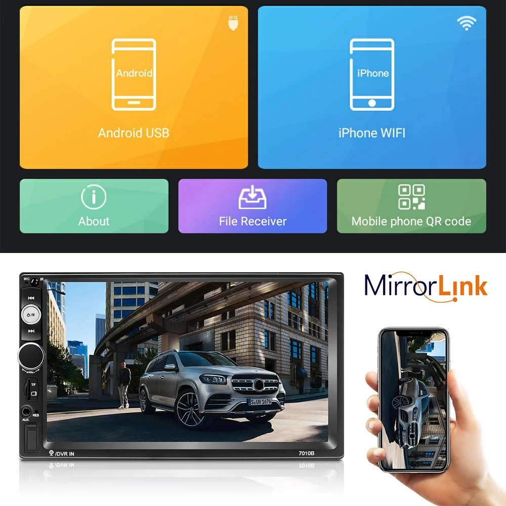  Podofo 2 din Car Stereo Radio Android 8.1 with Bluetooth WIFI GPS FM Radio receiver support IOS/And