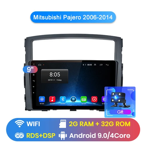 Junsun V1 2G+ 32G Android 9,0 для Mitsubishi Pajero 4 2006- Автомобильный Радио Мультимедиа Видео плеер навигация gps 2 din dvd - Цвет: WIFI 2-32GB