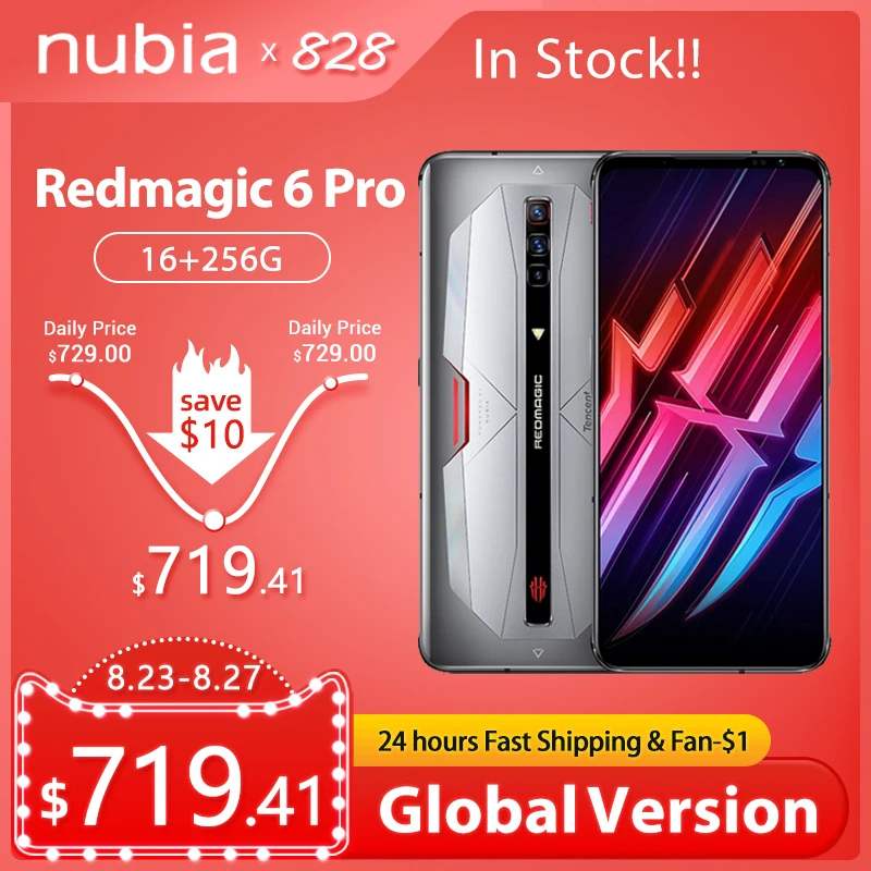 Игровой смартфон Nubia Red Magic 6 Pro глобальная версия дюйма AMOLED Snapdragon 8 восемь ядер 30 Вт