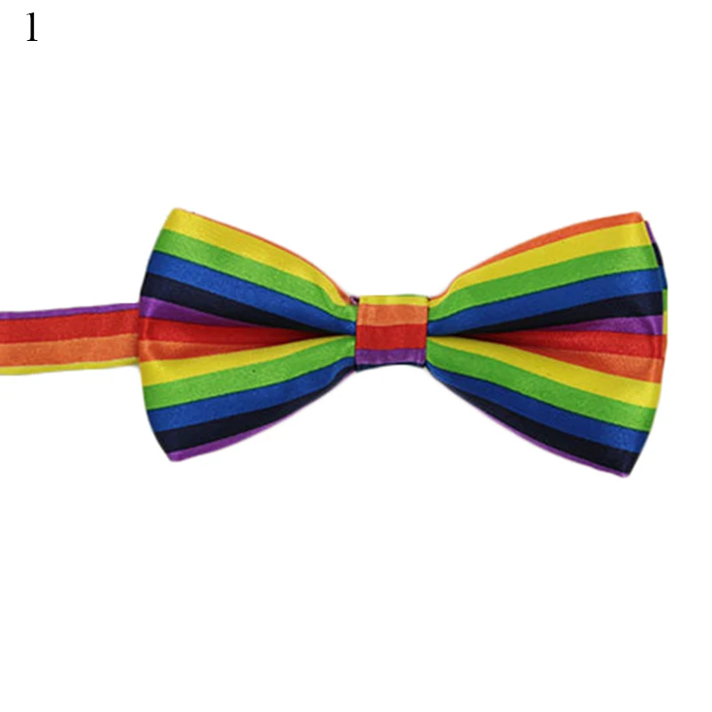 Модные Разноцветные радужные полосатые галстуки-бабочки для жениха, мужчин и женщин, Свадебная вечеринка, досуг, галстуки-бабочки для смокинга, аксессуары - Цвет: 1