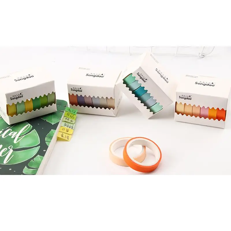 Candy Color Series Decorative Tape Set Kawaii Plan Handbook Hand Account Decor Paper Masking Tape School Supplies Stationery