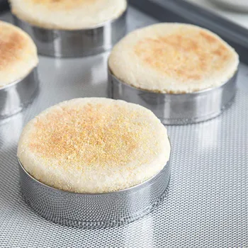 

4pcs DIY Stainless Steel Mousse Ring Cake Mold Household Burger Bread Baking Molds