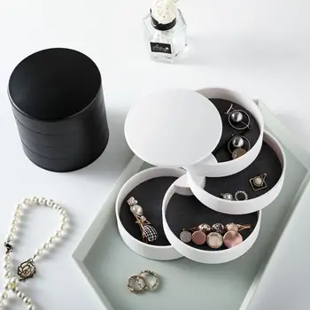 

4 Layers Rotatable Jewelry Storage Box Earrings Rings Necklace Display Box Tray Holder Bead Storage Containers