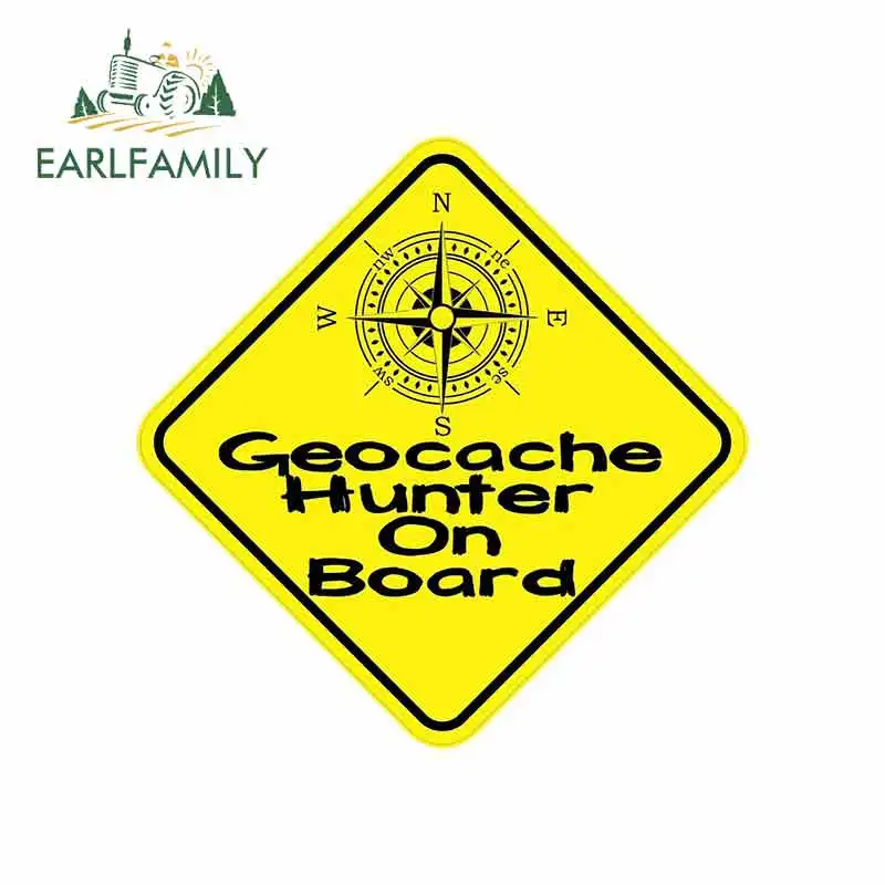 

EARLFAMILY 13cm x 13cm for Geocache Hunter on Board Sign Funny Car Stickers Vinyl Sunscreen RV VAN Fine Decal JDM Accessories