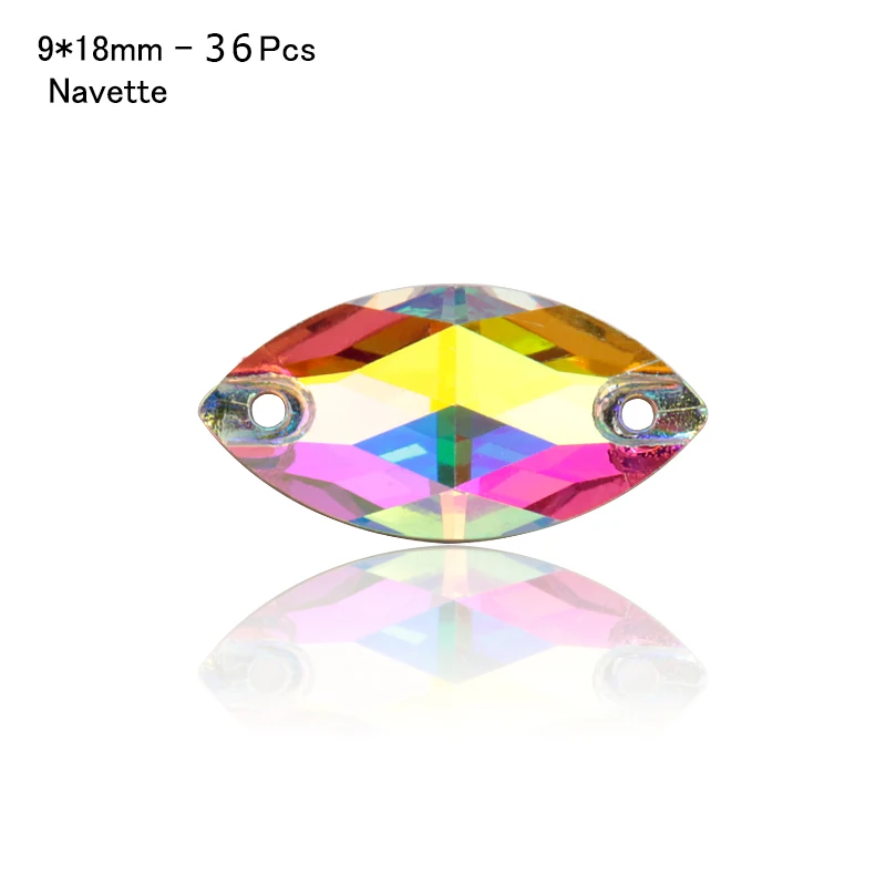Navette-9x18mm-36pcs Лидер продаж 8 видов AAAAA бутик кристалл AB пришить стразы бусины, швейные бусины для изготовления ювелирных изделий - Цвет: Navette-9x18mm-36pcs