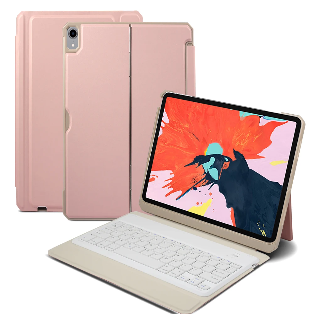 Rose Gold Для iPad Pro 11 дюймов ультратонкий съемный планшет американская Bluetooth клавиатура защитный чехол с кожаным кронштейном чехол - Цвет: Rose Gold