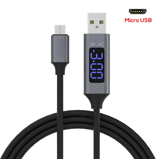 Кабель USB для быстрой зарядки usb type C кабель напряжение и ток дисплей зарядное устройство для зарядки данных Micro USB кабель мобильного телефона кабель USB - Цвет: Micro usb cable