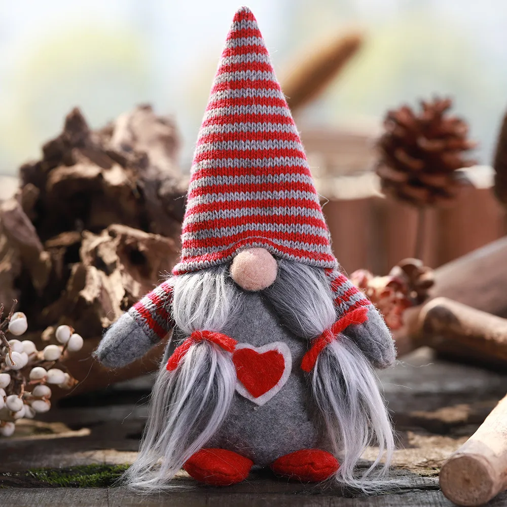 Серый Рождественские украшения для дома gnome, рождественские украшения, полосатая шляпа, висячая нога, без лица, украшение для кукольной комнаты - Цвет: Серый