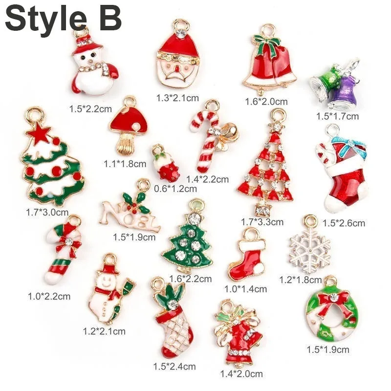 19Pc Enamel-B Микс рождественские эмалированные Подвески для изготовления ювелирных изделий металлические подвески бусины для шарма браслет серьги ювелирные украшения подарки - Окраска металла: 19Pc Enamel-B