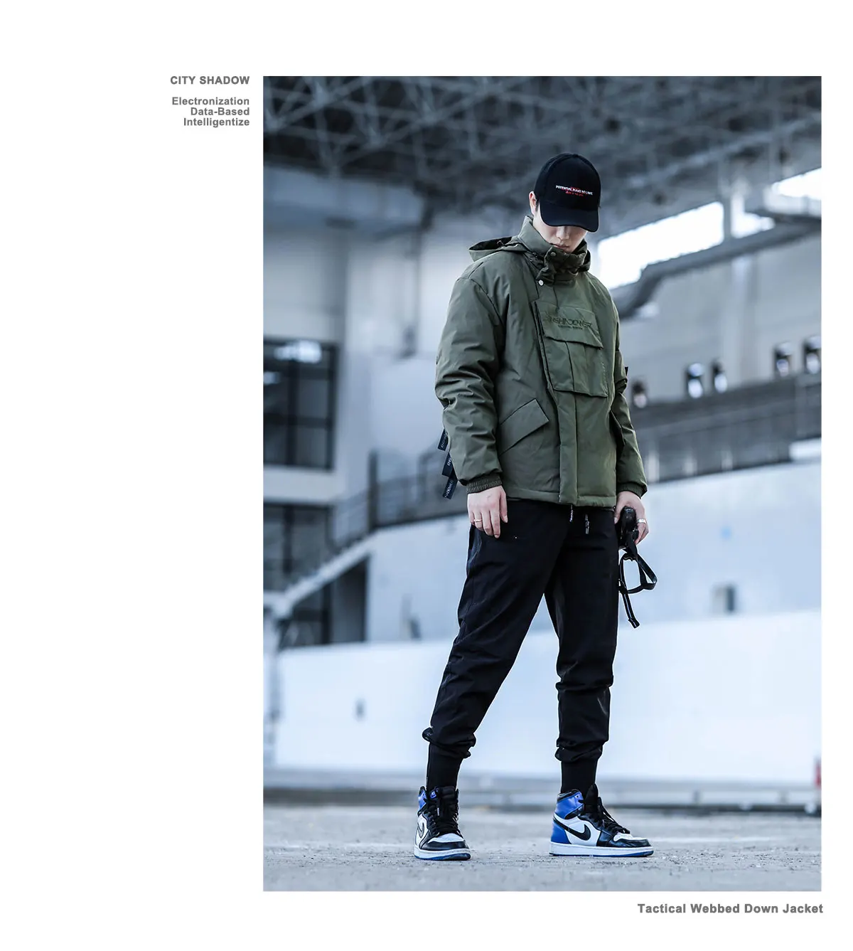 Enshadower 19aw  webbing down jacket front pocket green black techwear aesthetic streetwear warcore