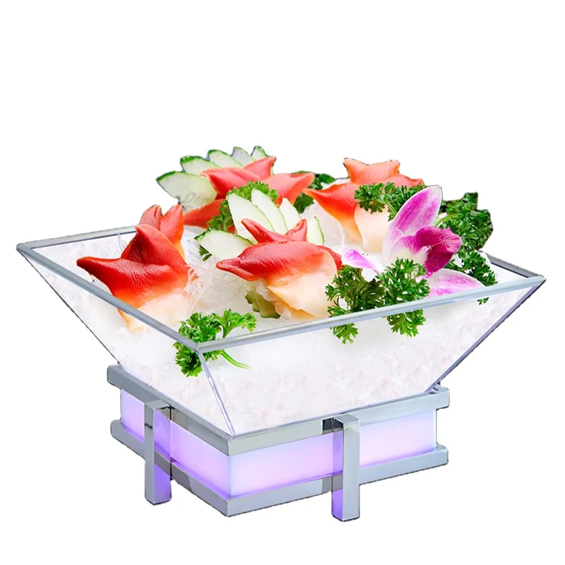 

5 Stars Hotel Supplies and Other Restaurants Outdoor Ice Bucket Bar Luxury Cold Ice Acrylic Square Ice Bucket with Led