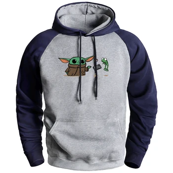 

Cute Baby Yoda Mandalorian Pullover Raglan Hoodies for Man Hot Sell Star Wars Sweatshirts 2020 Hot Sell Loose Casual Pullovers