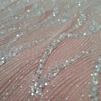

JOY-3910 latest style silver color glitter lace best quality glitter Sequins lace african lace fabric for sexy dress fabric