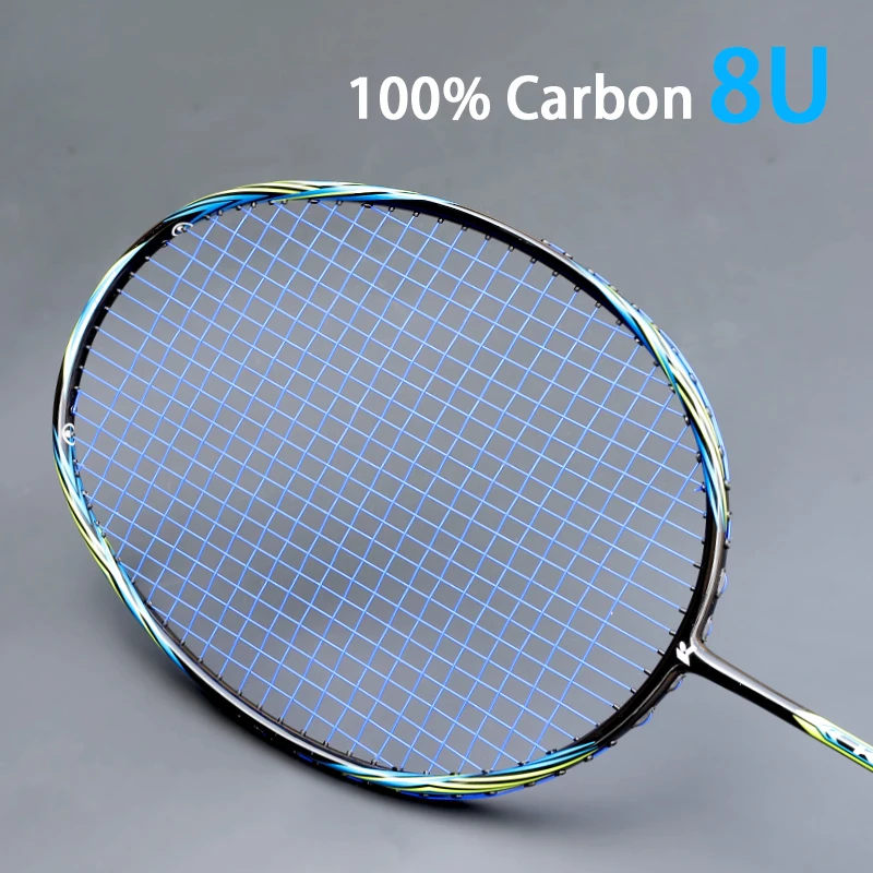 Professional Ultarlight 8U 66g Full Carbon Fiber Badminton Racket Strung Racquet With Strings Bag Padel Offensive Type For Adult