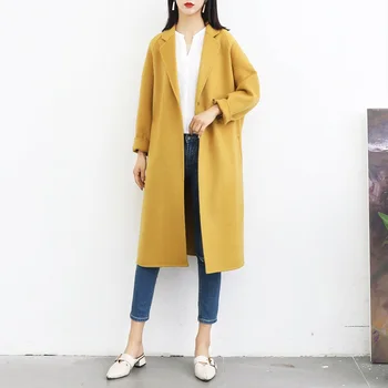 

cashmere overcoat women's cocoon type medium long woolen overcoat is thin and slim, Korean version is over knee