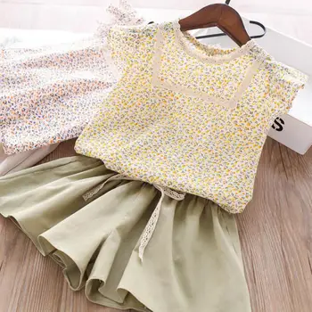 

2020 Baby Girls Summer Cute Sets, Printed Top + Bow Shorts 5 sets/lot wholesale