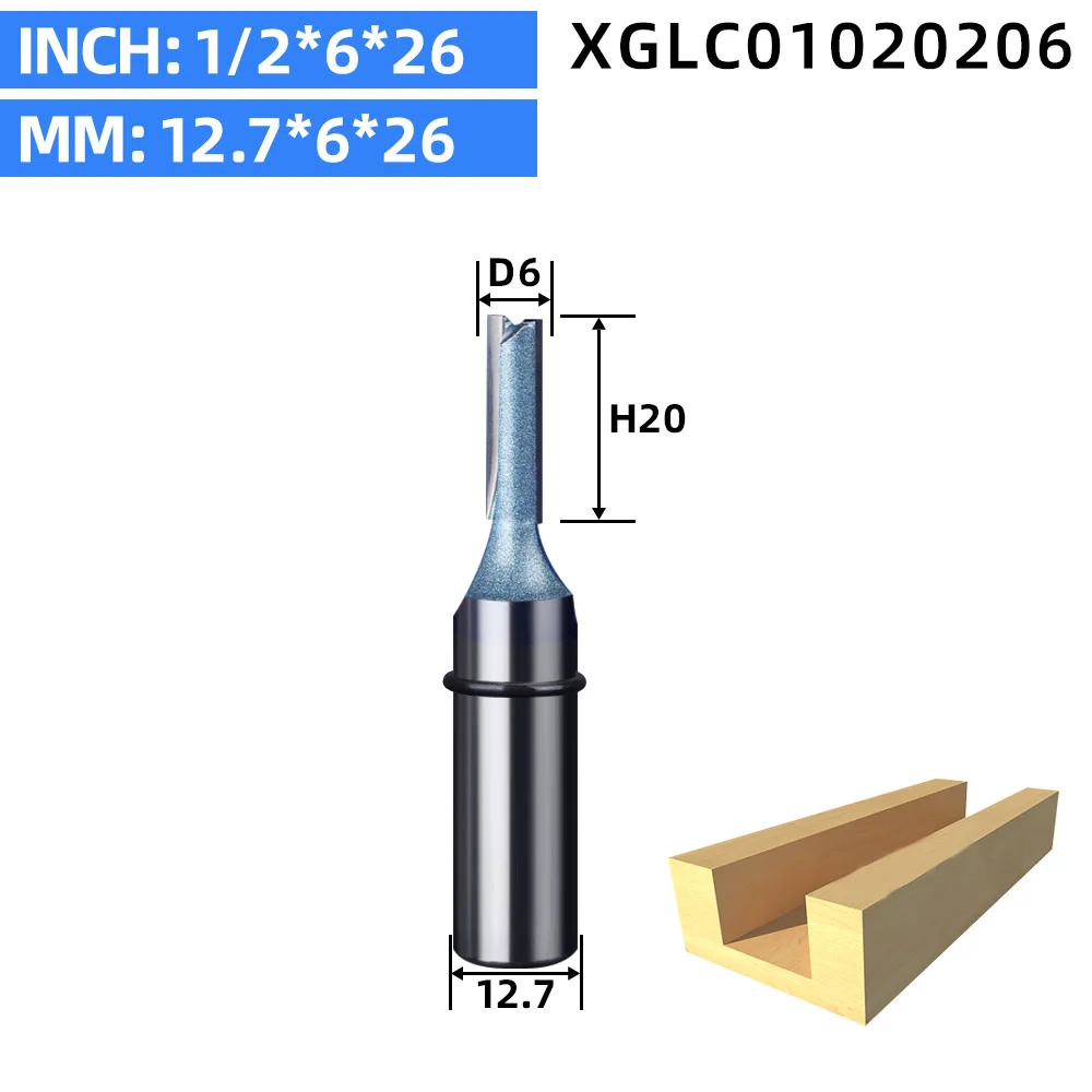 LIDIAO 1/2 ''хвостовик деревообрабатывающий 2 флейты слот/роща прямой бит фрезы Фрезы для резки древесины искусственная доска/МДФ - Длина режущей кромки: 12.7 x 6 x 26 mm
