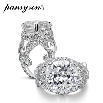 

PANSYSEN Classic 13MM Created Moissanite Diamond Wedding Engagement Ring 100% 925 Sterling Silver Fine Jewelry Rings for Women