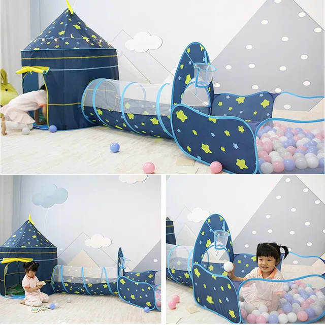 3 in 1 Children Tent House Toy Ball Pool Portable Children Tipi Tents House Ball Pit Pool Tent Kids Removable Tent Gifts 5