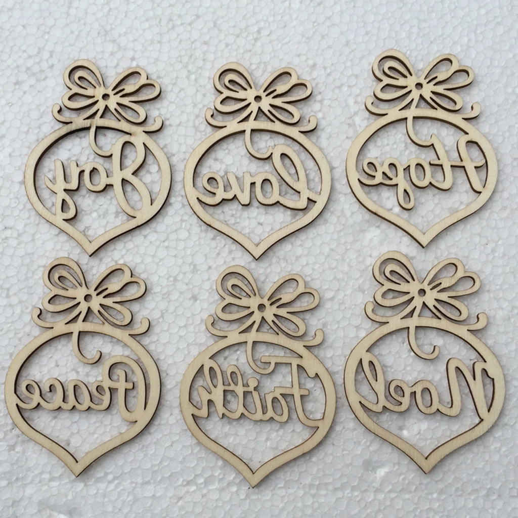 Set of 6Pcs Wooden MDF Faith Noel Hope Love Joy Tags Christmas Decoration