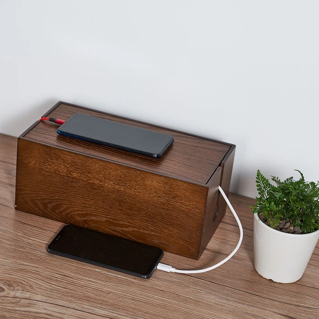 Caja De GestióN De Cables De Madera,Organizador De Cables,Para