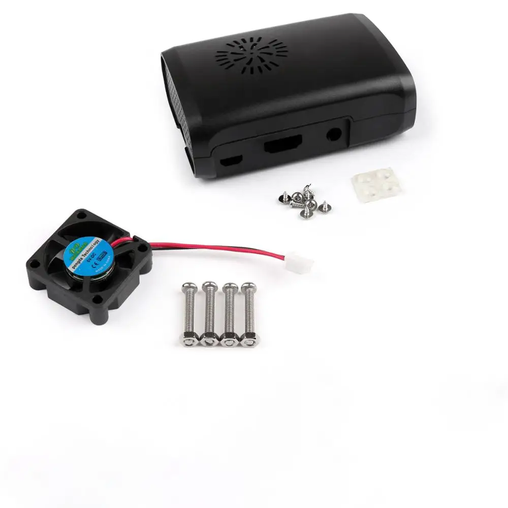 BK Case and Fan Raspberry Pi 3 чехол USB кабель питания для Raspberry Pi 3 Model B plus переключатель микро-usb кабель кулер вентилятор+ радиатор - Цвет: BK Case and Fan