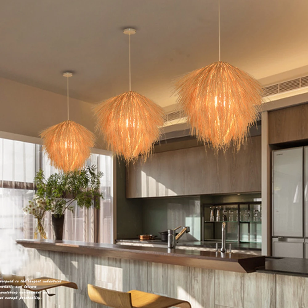 

Pine cone type hanging lamps Creative pendant lights Hand Woven rattan lamp light fixture suspension luminaire modern home decor
