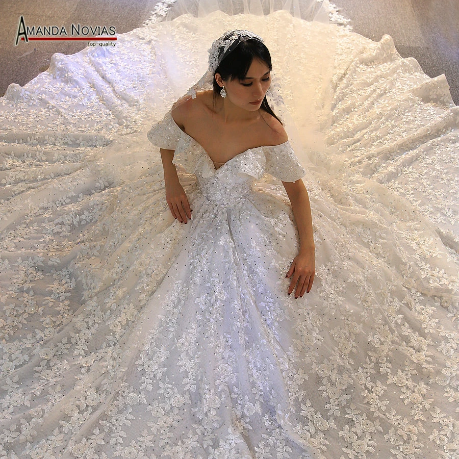 Vestido de novia de encaje sin hombros, con largo de encaje, nuevo diseño|Vestidos de novia| - AliExpress