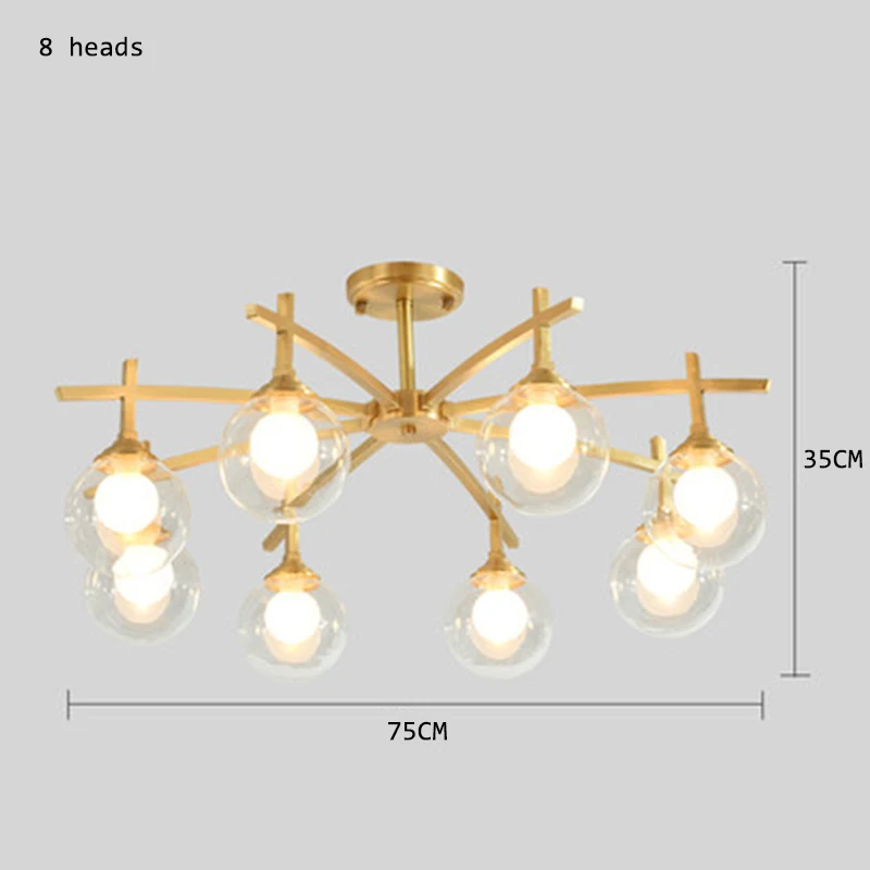 Светодиодный светильник в скандинавском стиле, Магическая люстра в виде фасоли, американская Роскошная лампа для гостиной, ресторана, спальни, кабинета, декора кухни - Цвет абажура: 8 heads