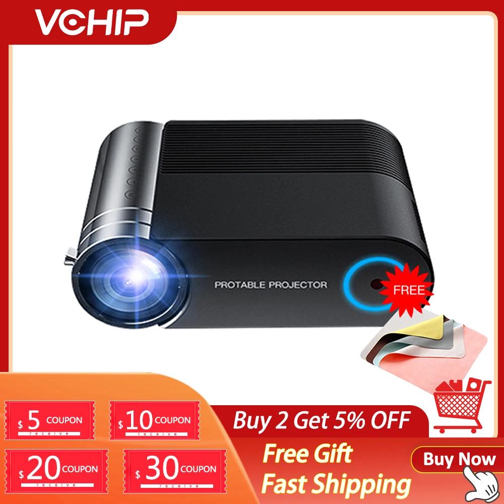 VCHIP YG550 4k Projector Mini proyector Protable For Home Theater Supports 1080P WiFi LED HDMI Media Player Christmas giftsGift |