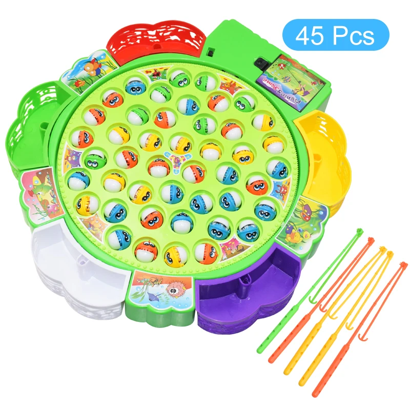 Kids Fishing Toys Electric Rotating Fishing Play Game Musical Fish Plate Set Magnetic Outdoor Sports Toys for Children Gifts 14