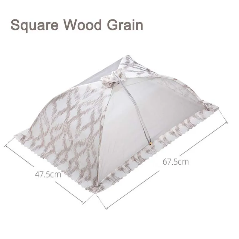 Square wood grain Foldable Pop Up Food Screen Mesh Multiple shapes The Tent Dome Cover Of The Picnic Protect Tool Protection For Preventing Dust - Цвет: Square wood grain