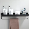 Bathroom Black Shelf with Towel Bar Space Aluminum Corner Shelves Towel Rack with Hook Shampoo Holder  Kitchen Storage Rack ► Photo 2/6