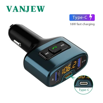 

VANJEW C52S HandsFree Bluetooth Car Fm Transmitter Mp3 Player TYPE-C Fasting Charge Audio Dual USB Car Charge Car Accessories