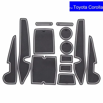 

13 Pcs Non-slip Car Door Gate Slot Mats Carpets Position Cup Holder Pads For Toyota Corolla 2014 Door Groove Mat Free Shipping
