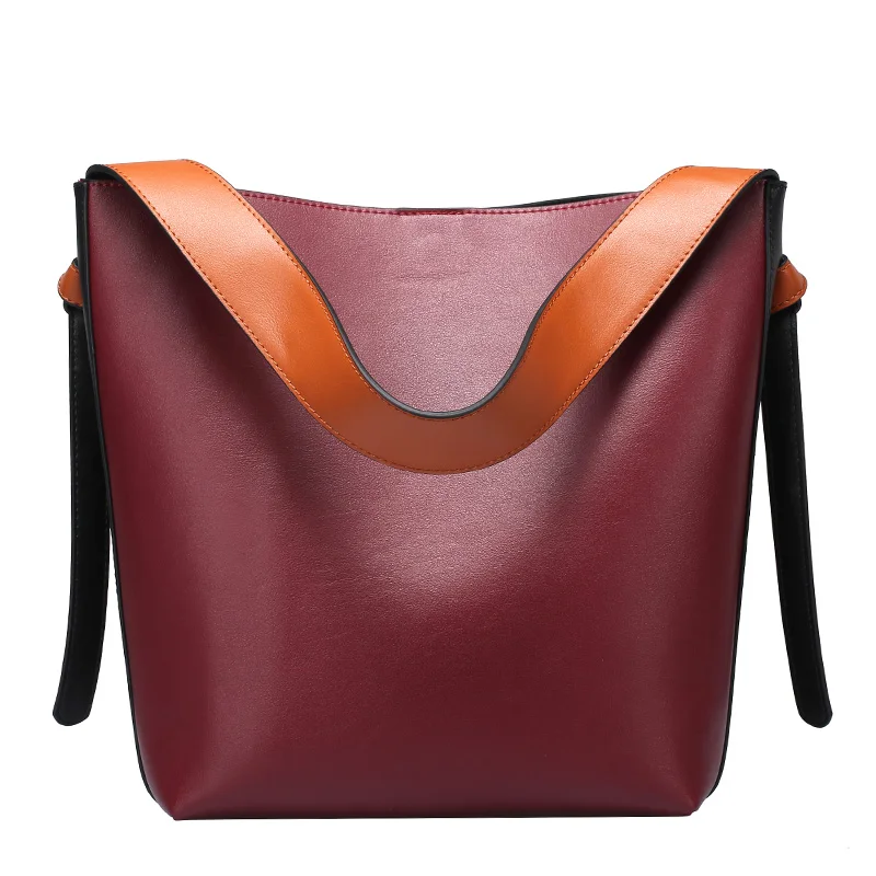 2019 nieuwe herfst en winter lederen handtassen Contrast emmer casual mode lederen boodschappentas schoudertas 2019 nieuwe herfst en winter lederen handtassen Contrast emmer casual mode lederen boodschappentas schoudertas