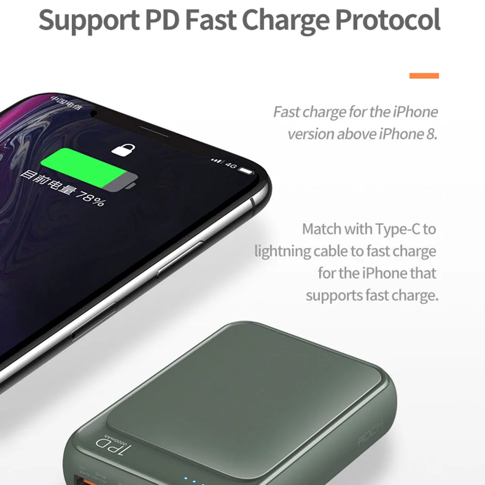 P65 Тип C power Bank 10000 мАч Внешний мини-аккумулятор вытесненный USB быстрая зарядка power bank