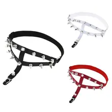 Женский пояс с подвязками в стиле панк-рок из искусственной кожи с эластичным зажимом и заклепками