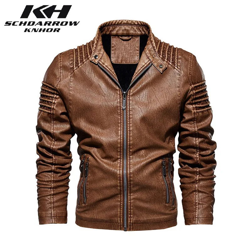 Мужские кожаные куртки Осень зима 2020 Мужская мотоциклетная куртка из