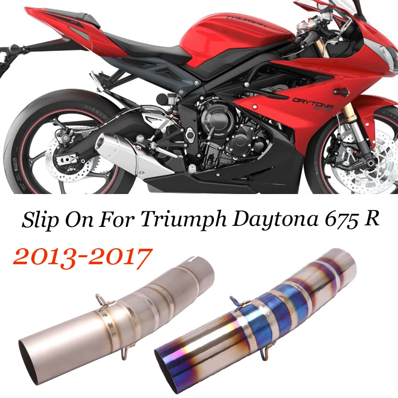 Slip On For Triumph Daytona 675R 2013-2017 Motorcycle Exhaust Titanium alloy Modified Middle Link Pipe Connect Tube Escape Moto - - Racext 14
