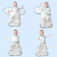 Baby Sleeping Bag Wearable Blanket Newborn Swaddle Wrap Sack Gauze Bamboo Cotton Spring 1Tog Sleep Bag Changing Diaper 0-24M 2