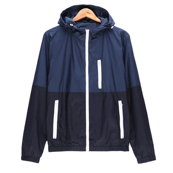 

Men Thin Jackets Spring Autumn Quick Dry Color Matching Sun Protection Hooded Coat B2Cshop