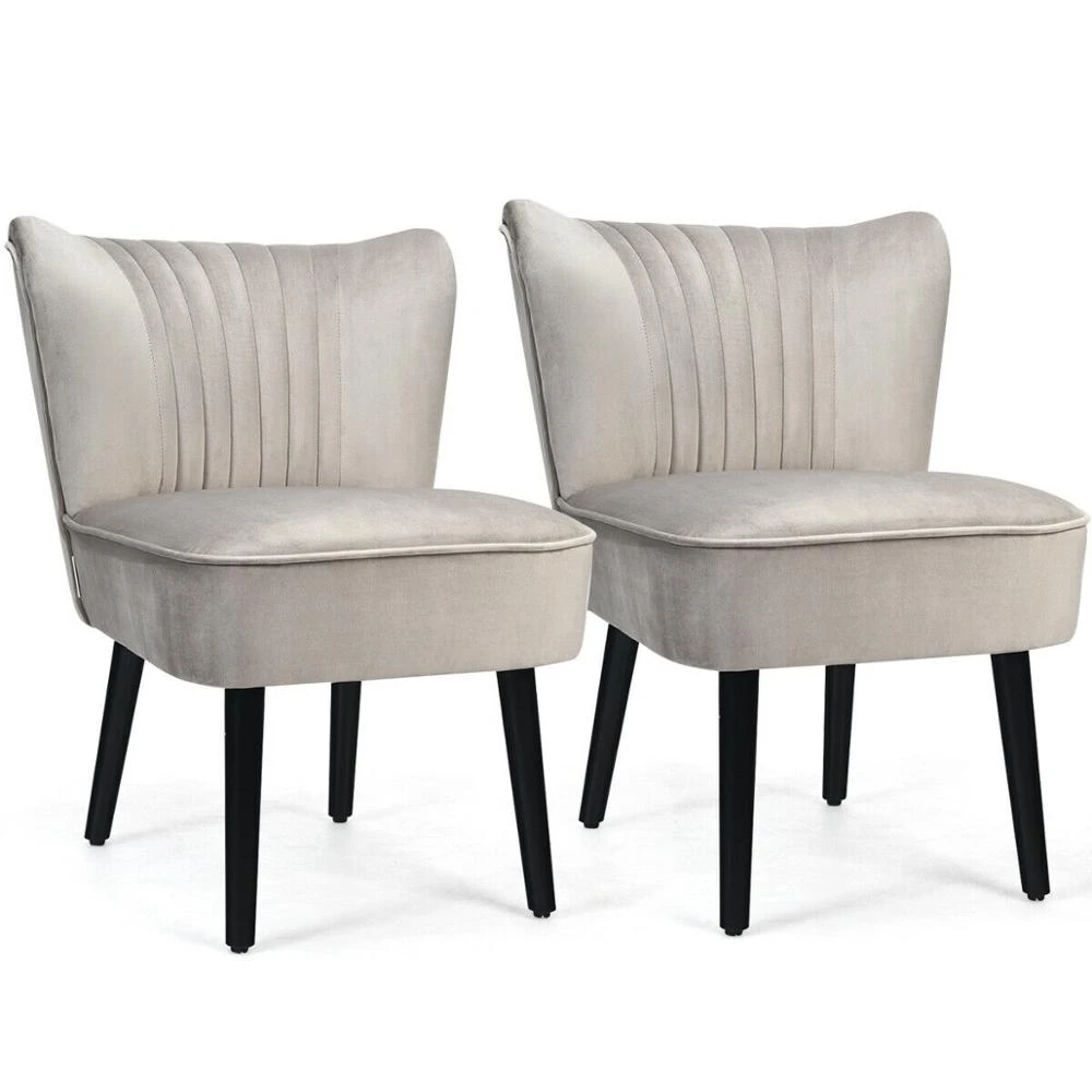 Set Of 2 Armless Accent Chair Upholstered Leisure Chair Single Sofa Stone Hw66401 Living Room Chairs Aliexpress