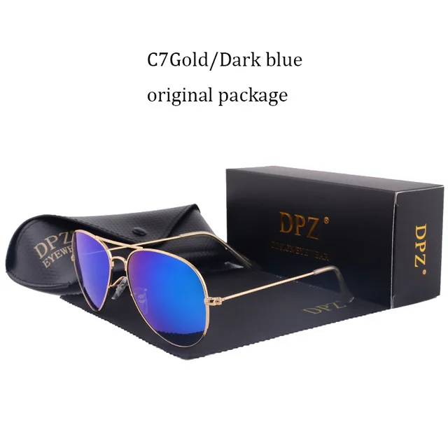 dpz стеклянные линзы градиентные женские солнцезащитные очки es Мужские 58 мм 3025 зеркальные G15 Gafas Горячие rayeds брендовые солнцезащитные очки UV400 - Цвет линз: C7 with package