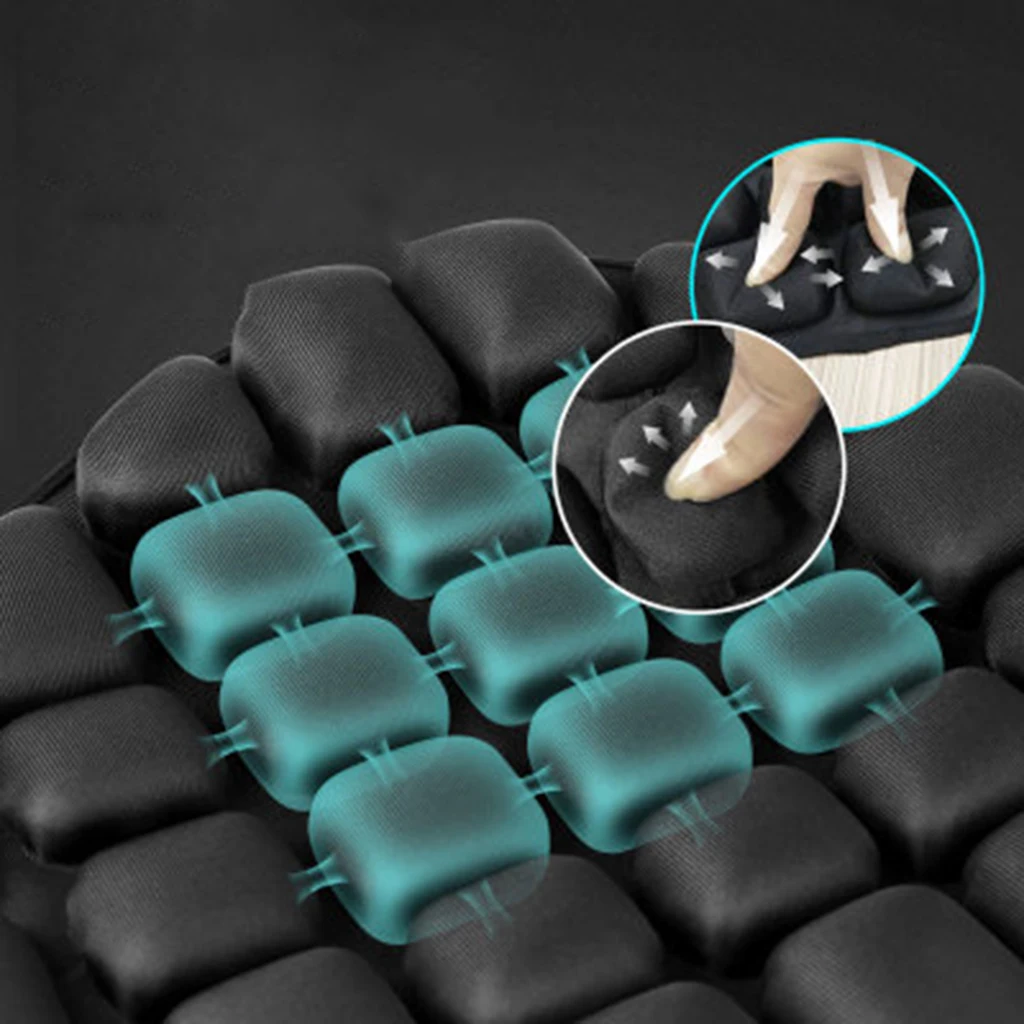 Inflatable Air Pad Motorcycle Seat Cushion Mattress with Belt for Yamaha NMAX155 NVX155 Black