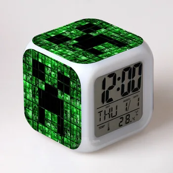 

Mining Pixels Alarm Clock MyWorld Digital Clock Seven Color Luminous Changing Square Alarm Clock Student Gift Led Children Gift
